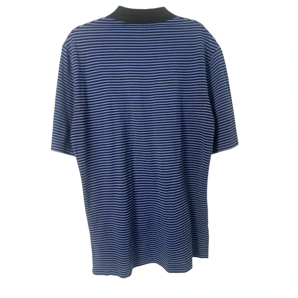Polo Golf by Ralph Lauren Men's Blue Striped Medium 100% Pima Cotton Polo Shirt